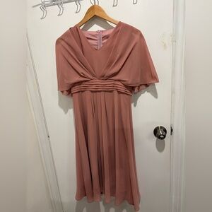 Women’s Dusty Rose Chiffon Pleated Evening Dress